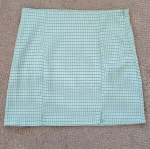 Hesperus Green Gingham High Waist Split Hem Mini Skirt